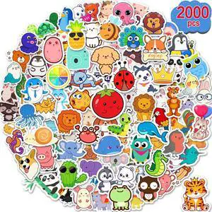 2000 Pcs Cute Stickers for Kids, Water Bottle Stickers for Teens, Kawaii Vinyl Phone Laptop Skateboard Animal Waterproof Sticker, Bulk Aesthetic Packs for Boys Girls Teacher