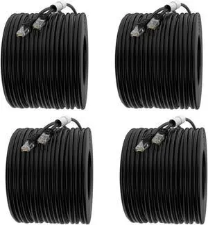 Cat 6 POE Ethernet Cable 50 ft Outdoor Waterproof Heavy high Speed LAN Network Cables Internet Cable 50 Feet CAT5/CAT5e/CAT6 Black 15M 4PCS