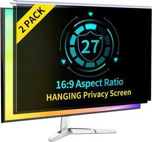 DEJIMAX [2-Pack] 27 Inch Computer Privacy Screen for 16:9 Computer Monitor, Anti-Blue Light Monitor Privacy Screen Filter, Anti-UV Computer Screen Privacy Shield, Hanging Type