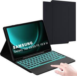 for Samsung Galaxy Tab S9 FE 10.9 inch/S9 11 inch Case with Keyboard - 7 Color Backlit Detachable Tablet Keyboard Case with Touchpad - Tab S9 11" /S9 FE 10.9" 2023 Keyboard Case with S Pen Holder