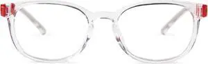 evee Kids Oval Blue Light Blocking Glasses for Boys and Girls - (June) (Clear with Matte Red, 45mm)