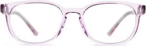 evee Kids Oval Blue Light Blocking Glasses for Boys and Girls - (June) (Transparent Crystal Purple with Matte Grey, 45mm)