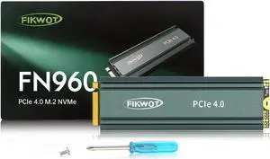 Fikwot FN960 512GB M.2 2280 PCIe Gen4 x4 NVMe 1.4 Internal Solid State Drive with Heatsink - Speeds up to 4,800MB/s, Dynamic SLC Cache, Compatible PS5 Internal SSD