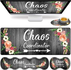 Large Gaming Mouse Pad, Keyboard Wrist Rest pad + Mouse Wrist pad + Coaster Set Extended Waterproof Non-Slip Table mat Suitable for Home Office Learning Games - Chaos Coordinator