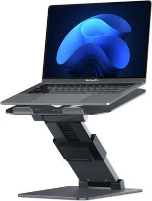 JCZT Adjustable Standing Laptop Stand for Desk [Lift Up to 20'' ], Ergonomic Laptop Riser Converter, AluminumComputer Stand for MacBook Air Pro, HP, Dell, All 10-17 Inch Laptops