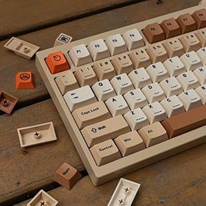 PBT Keycaps 143 Keys Cherry Profile Retro Keycaps Set Dye-Sub Postage Stamp ISO ANSI Beige Keycaps Custom Keyboard Keycaps for 60% 65% 70% 75% Cherry Gateron MX Switches Mechanical Keyboards