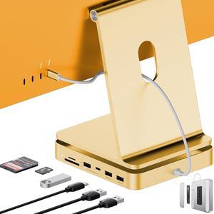 USB C HUB for iMac 24 inch 2021/2023, PULWTOP 7 in 1 USB Hub Adapter iMac Accessories for iMac M1/M3 with USB C 10Gbps 3*USB A SD/TF, Docking Station Support Expand M.2 SSD (Not Included),Yellow