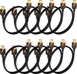 RyzzRooa DisplayPort Cable 3FT, 10-Pack DP to DP Cables, Display Port Male to Male Cable Adapter with 4K@60Hz, 2K@165Hz, 2K@144Hz, Support 3D, HDR for Gaming, Computer, TV, Monitor ...
