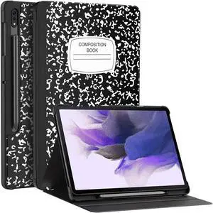 Soke Galaxy Tab S8+/S7 FE/S7 Plus Case with S Pen Holder [SM-X800/X806/T730/T736B/T970/T975] - Shockproof Stand Folio Case for Samsung Tab S8+ 2022/S7 FE 2021/S7 Plus 2020 12.4" Tablet,Book Black