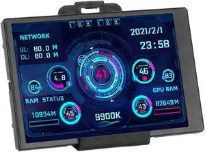 SYH&AQYE 3.5in IPS USB Mini Screen, PC Sensor Panel, Data Monitor Display Computer Temp Monitor with 360° Rotation Type C Sub Screen for Computer Case Key Words