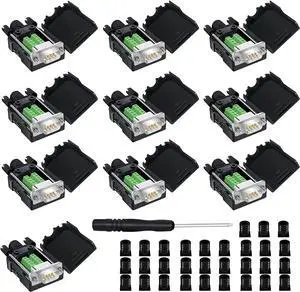 YIOVVOM DB9 Breakout Connector to Wiring Terminal RS232 D-SUB Male Serial Adapters Port Breakout Board Solder-Free Module with case(10 PCS Male Adapter White)