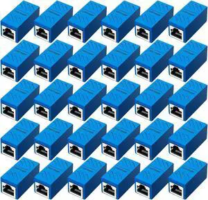 ZUZONG 30 PCS RJ45 Coupler, Ethernet Extender Connector in Line Coupler for Cat8/Cat7/Cat6/Cat5e/Cat5 Ethernet Cable Extender Adapter Female to Female (Blue)