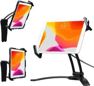 Stand and Wall Mount  CTA Security 2-in-1 Multi-Flex Tablet Stand & Wall Mount with Locking Tablet Holder & 2 Mount Bases for iPad 10th Gen 10.9" - iPad 7/8/9 Gen 10.2" & More - Black (PAD-SKMSB)