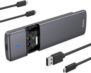 M.2 NVMe SATA SSD Enclosure Adapter Tool-Free, USB 3.2 Gen2 10Gbps External NVMe to USB PCI-E 6Gbps SATA M-Key / B+M Key, NVMe Reader Support UASP Trim for SSDs 2230/2242/2260/2280
