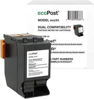 ecoPost Brand Remanufactered Postage Meter Cartridge Replacement for Quadient Hasler ISINK34, IMINK34, 4135554T, ININK67 | Red
