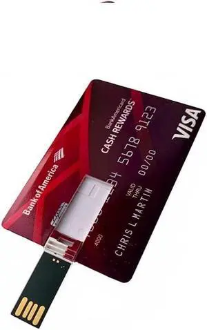 128 GB USB 2.0 High Speed Flash Drive Credit Card Design Thumb Drive Memory Stick (Bank of America Red)