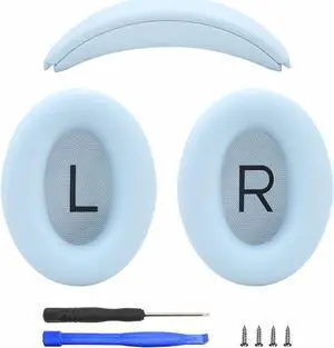 Laselan Earpads and Headband Cover Ear Muffs for Bose QC35 QC45 Headphones Accessories with Protein Leather& Memory Foam (Sky Blue)