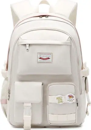 Makukke School Backpacks for Teen Girls - Laptop Backpacks 15.6 Inch College Cute Bookbag Anti Theft Women Casual Daypack,White