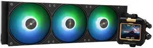 Thermalright FW360 Black ARGB CPU Water Cooler with 3 PWM Fans with 2000RPM,IPS LCD Screen with 320x240 Resolution,Liquid CPU Cooler with 2.4in LCD Display,CPU PC Aio Cooler for AM5/Intel LGA1851