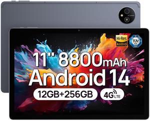 Ulefone Tab A11 Tablet, Android 14 Tablet, Up to 12GB + 256GB ROM (1TB TF) Gaming Tablet, 11" Display Tablet 8800mAh, Widevine L1 Quad Stereo Speaker, 16MP + 8MP Camera, 4G Dual SIM Tablet PC