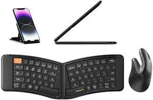 ProtoArc XK03 Ergonomic Foldable Keyboard and Rechargeable Ergonomic Vertical Mouse Gray