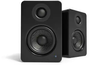 Kanto YU2GB PC Gaming Desktop Speakers | 3" Composite Drivers | 3/4" Silk Dome Tweeter | Class D Amplifier | 100 Watts | Built-in USB DAC | Subwoofer Output | Pair | Gloss Black