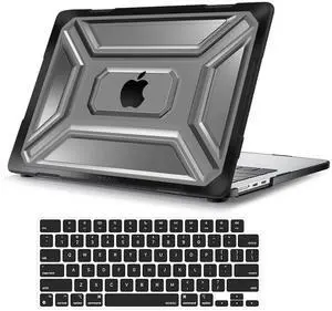 MOSISO Compatible with MacBook Air 13 inch Case 2025 2024 2023 2022 M4 A3240 M3 A3113 M2 A2681, Heavy Duty Hard Shell Cover with TPU Bumper&Keyboard Cover for MacBook Air 13.6 inch Case, Black