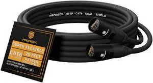 PRORECK SFTP CAT6 Dual Shielded Ethernet Cable with EtherCON RJ45 Connectors,20ft, High-Speed, Ideal for Pro Sound Systems, Studio, and Live Performances (PR-C6B-20)