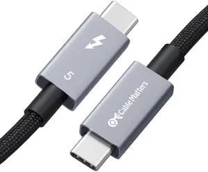 [Intel Certified] Cable Matters 80Gbps Premium Braided Thunderbolt 5 Cable with up to 120Gbps Bandwidth Boost and 240W Charging in Black- 0.5m / 1.6ft, Compatible with Thunderbolt 4/3, USB4, and USB-C
