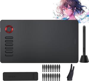 VEIKK A15Pro Graphics Drawing Tablet 10 x 6 Inch Digital Pen Tablet with 12 Shortcut Keys -1 Quick Dial and Battery-Free Passive Stylus,Supports Tilt Function,for Mac/Chrome/Windows/Linux/Android OS