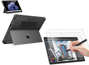 MoKo Case with 2-Pack Matte Screen Protector for Microsoft Surface Pro 11/10/9/8/X 13-Inch 2022 - All-in-One Protective Rugged Cover Case