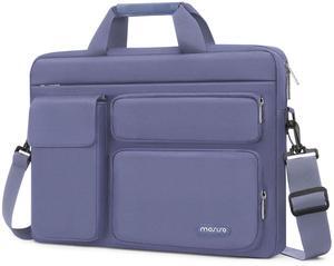 MOSISO Laptop Shoulder Bag Compatible with MacBook Air 15 M3 M2 2024 2023/Pro 16 inch M4 M3 M2 M1,15-15.6 inch Notebook with 2 Raised&1 Flapover&1 Horizontal Pocket&Handle&Belt, Lavender Gray