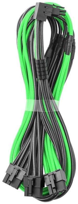 CableMod RT-Series Pro ModMesh Sleeved 12V-2x6 12VHPWR 90deg StealthSense PCIe Cable for ASUS/Seasonic/Phanteks - Variant A (Black + Light Green, 16-pin to Triple 8-pin, 60cm)