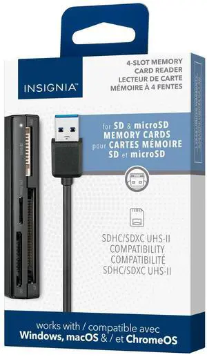 Insignia USB 3.0 Multi 4-Slot Memory Card Reader with 3.9ft Cable, Support SDXC, microSDXC, MS pro, MS PRO Duo, MS PRO-HG Duo, Compact Flash Type I, Compatible with MacBook, iPad, Galaxy S21, Black Insignia USB 3.0 Multi 4-Slot Memory Card Reader with 3.9ft Cable, Support SDXC, microSDXC, MS pro, MS PRO Duo, MS PRO-HG Duo, Compact Flash Type I, Compatible with MacBook, iPad, Galaxy S21, Black