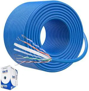 Cable Matters [UL Listed] 10Gbps Plenum (CMP) Rated 23AWG Bare Copper Cat 6 Cable - 500ft, Solid, UTP Cat6 Bulk Ethernet Cable, Cat6 Ethernet Cord, Blue