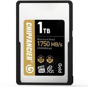 CHIPFANCIER 968GB CFexpress 4.0 Type A Card Up to 1750MB/s Read Speed & 1750MB/s Write Speed Type A Memory Card for RAW 4K/8K Video Recording Compatible with Sony Alpha Sony FX Cameras Gold