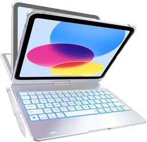 typecase Flexbook Keyboard Case for iPad 11th (A16, 2025) and iPad 10th Gen (10.9", 2022)  No Trackpad, 11-Color Backlight, 360° Rotatable, 7 Use Modes, Thin & Lightweight  Silver
