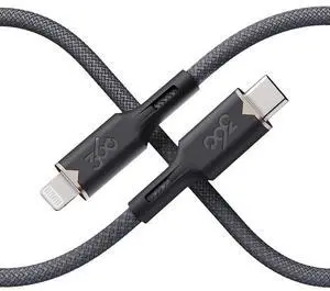 360 Electrical Fluid USB-C to Lightning Charger Cable, Mfi Certified Charger for Apple iPhone 14 13 12 11 X, iPad, 5 Foot, Granite