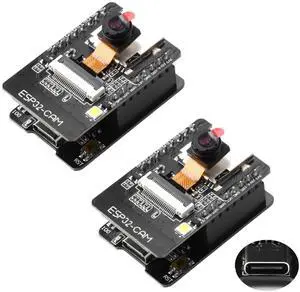 Aideepen ESP32-CAM W-BT Board ESP32-CAM-MB Type-C to Serial Port CH-340G with OV2640 2MP Camera Module Dual Mode Support NodeMCU 2PCS