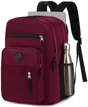 Laptop Backpack 17 inch for Women Men Large College Bookbags Waterpoof Work Business Travel Backpacks Kids School Bag for Girls Boys Students Teens Elementary Schoolbag Casual Daypack Sport-Red
