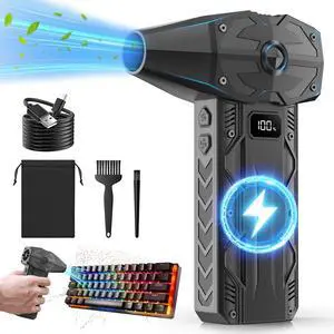 Compressed Air Duster-4 Gear Adjustable 200,000RPM Storm Electric Air Blower, Rechargeable Cordless Cleaner for Keyboard, PC, Electric Devices Cleaning, Replace Canned Air Compressed Air Cans - Gray