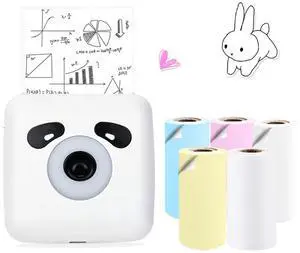 BORN4SHIP Fifteen Rolls Thermal Paper, 9 Rolls of self-Adhesive Thermal Paper and 6 Rolls Non-Adhesive Thermal Paper + 1 Sticker Printer - for Study Notes/DIY/Journal/Travel/Photo