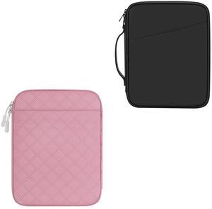 9-11 Inch Tablet Carrying Sleeve, Black(PU)+Pink(Fabric), 2Pcs