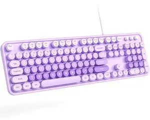 Dilter Large Print Wired Keyboard, 104 Keys Full-Sized Typewriter Keyboards, USB Plug and Play Office Keyboard with Number Pad, Caps Indicators, Foldable Stands for Windows, PC, Laptop