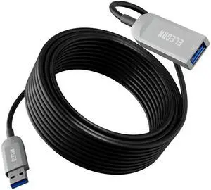 Elecan Active Optical USB 3.0 Extension Cable 50 FT Fiber Optic Type A Male to Female USB Extension Cord USB Extender 5Gbps Data Transfer for Webcam,Gamera, USB Hub, Keyboard, Hard Drive, Printer