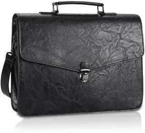 ESTARER Mens Leather Briefcase 17.3 Inch Laptop Messenger Bag, Water-Resistant Computer Messenger Shoulder Bag for Work/Office/College, Black ESTARER Mens Leather Briefcase 17.3 Inch Laptop Messenger Bag, Water-Resistant Computer Messenger Shoulder Bag for Work/Office/College, Black