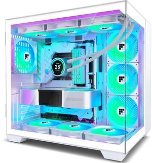 FOIFKIN F600 PC Case - Pre-Installed 6 PWM ARGB Fan, ATX Mid-Tower Gaming PC Case, 270deg Panoramic Glass with Type-C, FOIFKIN (White, F600)