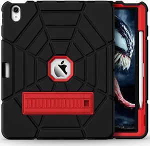 Grifobes for iPad Air 13 inch (M3/M2) 2025/2024, Heavy Duty Shockproof Rugged Protective Cover with Pencil Holder Built-in Stand for i Pad Air 6th Gen 13" for Kids Boys (Black+Red)