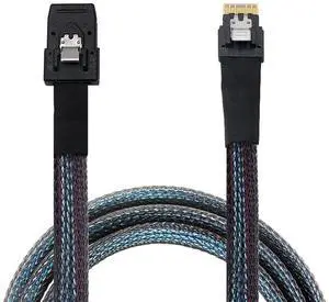 Heretom 2PCS SFF-8654 to SFF-8087, Slim Line SAS 4.0 SFF-8654 4i 38 Pin Host to Mini SAS 4i SFF-8087 36 Pin Target Cable 1.6FT Black