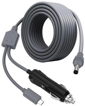HVMKSR Starlink Mini Power Cable USB C+Cigarette Adapter to DC Power Cord 100W, Car Charger and Type-C for Starlink Mini 16.4FT/5M 12V-24V DC Power Cord